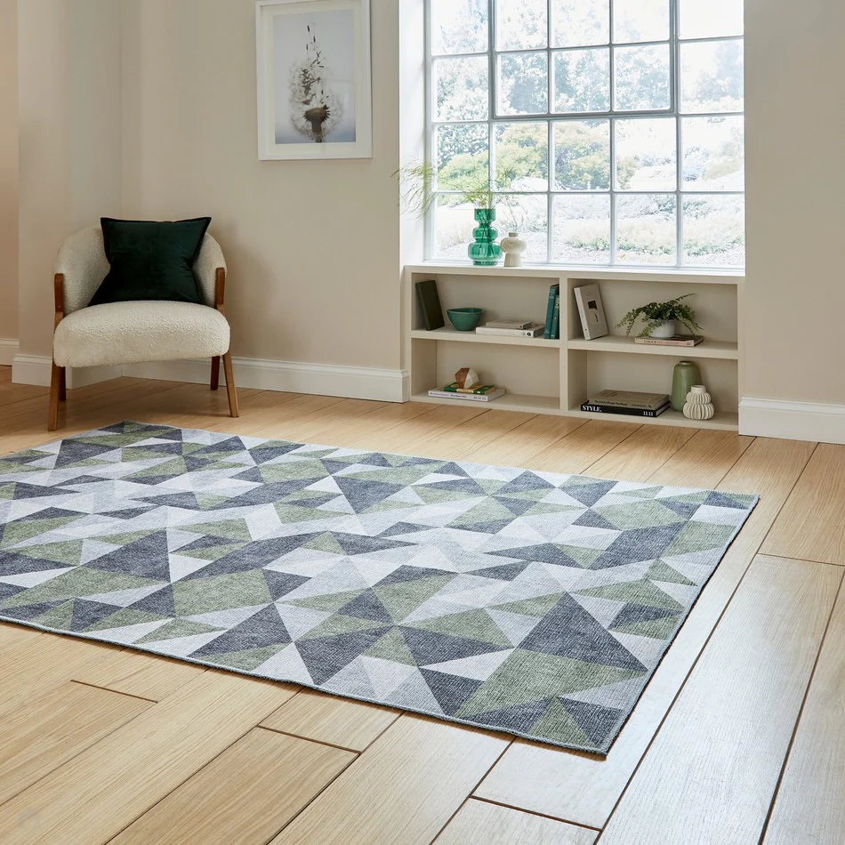 Washable Coral H1057 Green/Grey Rug - Image 2