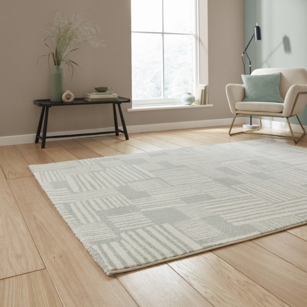 Green Blocks Modern Abstract Rug by Catherine Lansfield - Image 3