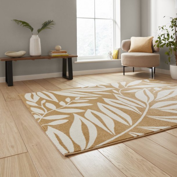 Ochre Sorrel Leaf Rug by Catherine Lansfield - Image 3