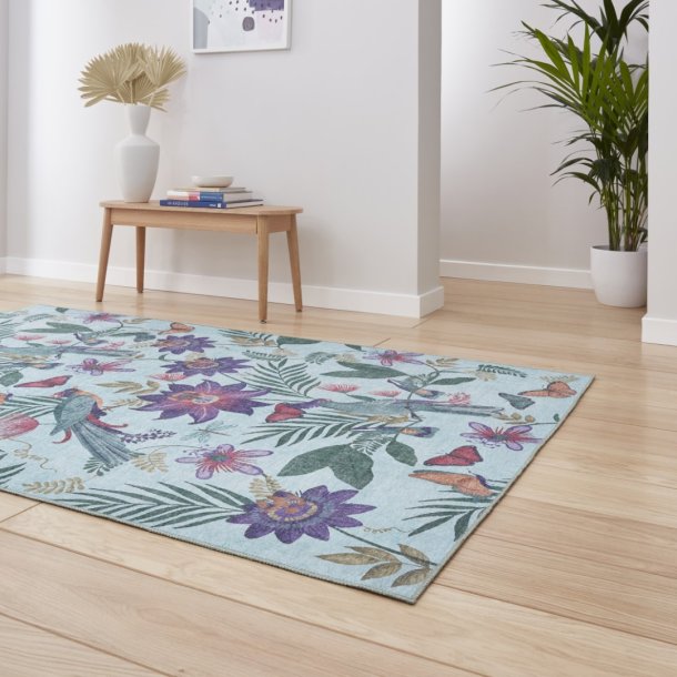 Purple Amaya Tropical Birds Botanical Rug by Catherine Lansfield - Image 3